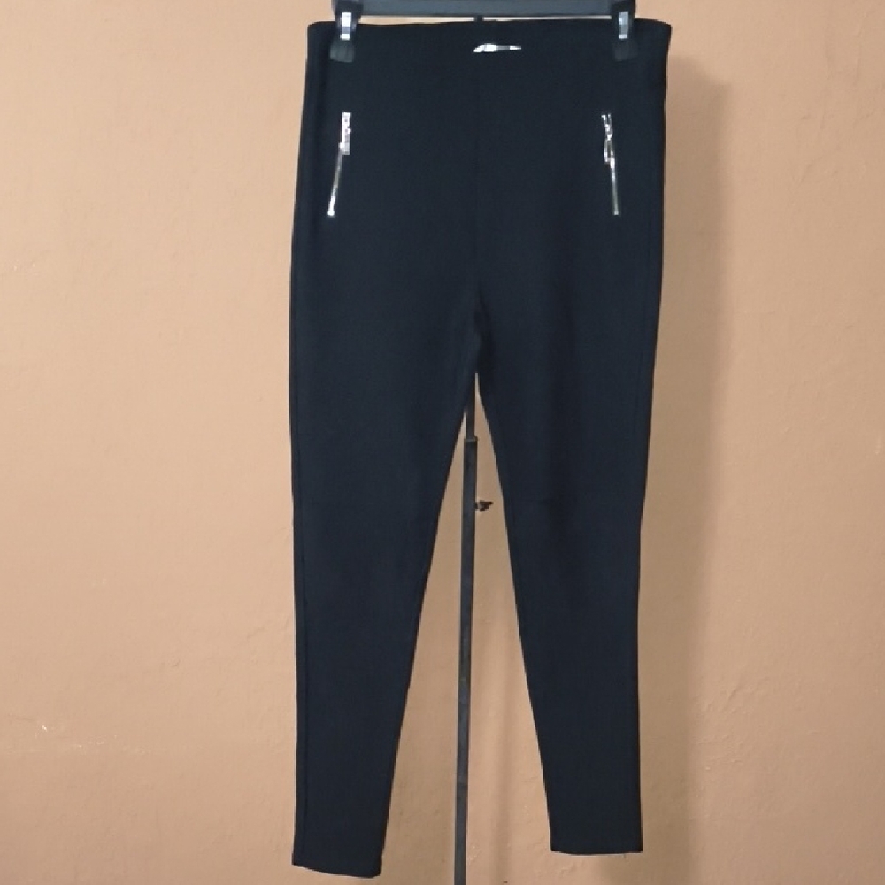 Patrizia Luca Black Leggings with Silver Details Size Medium